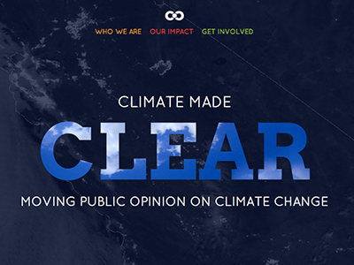 Climate Made Clear clouds landing page type