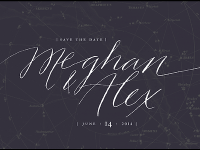 Calligraphy Save the Date astronomy calligraphy hand lettering typography
