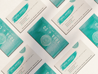 Yoga+Co. Business cards art blue branding branding design business card hand crafted hand drawn imperfect modern organic paint simple teal texture watercolor