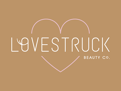 Lovestruck Beauty Co. Logo art beauty branding design eyelash extensions hand crafted heart illustration logo minimal modern monoline neon salon service simple typography vector