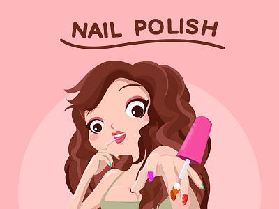 Nail Polish characer drawing girl illustration nail nail polish pink smile