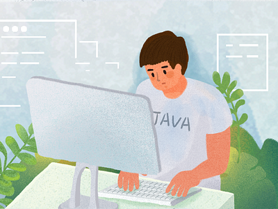 Programmer illustration boy business character computer illustration man office people plant programmer work