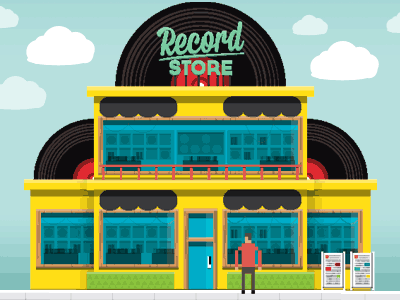 Record Store 8 bit 8bit animation bit bus game pixel pixel art record retro social store