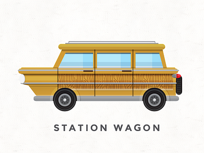 Flat Station Wagon car flat flat a day illustration panel truck vector wood