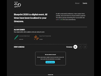 Blueprint 2020 Website 80s design digital event event event website glow interaction planets realtime retro sci-fi space timezone vhs void webdesign website