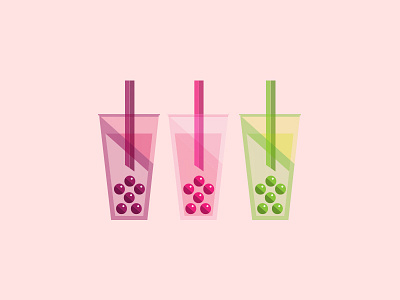 Flat Bubble Tea beverage bubble design drink flat food minimal pink tea