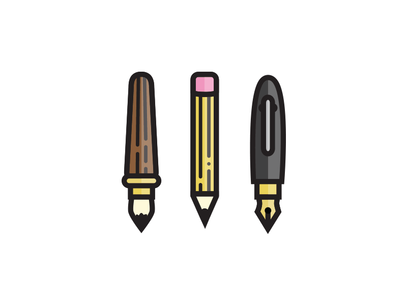 Design Implements brush design designer flat fountain icon illustrator minimal pen pencil sketching tools