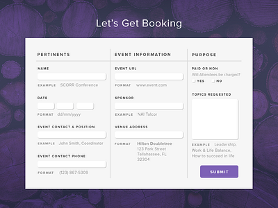 Event Booking Form booking button contact design form input interface ui ui design web