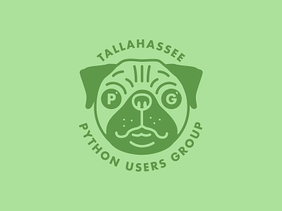 Tally PUG Badge badge community dog patch pug puppy python python users group sticker tallahassee tally vector