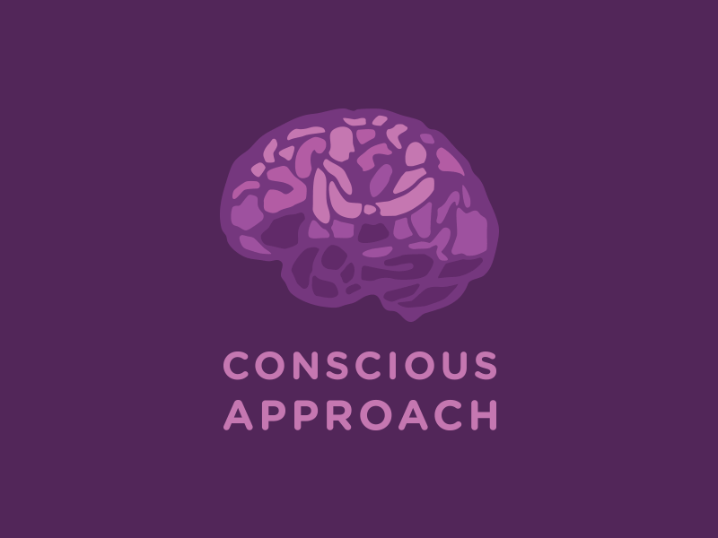 Conscious Approach brain brand communication conscious design equality lifestyle logo people pieces