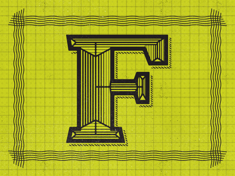 Unauthorized Typefight / F / Reject 1 design engraved f green handmade type typefight typography wavy