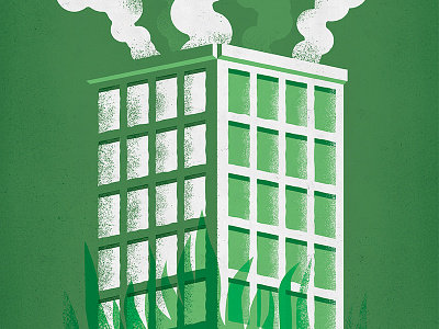 Burn the Industry building burning design fire illustration industry poster print smoke speckle texture vector