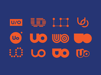 Exploration: UO blue brand branding design letter logo o pair red type u vector