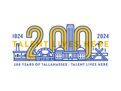 TLH Bicentennial Illustration 200 bicentennial brand celebration city design history illustration logo tallahassee tlh years