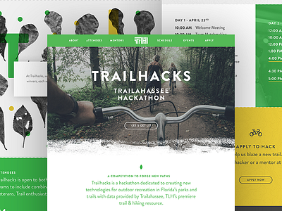 Trailhacks Website brand design hackathon hacking leaves trail trailahassee trailhacks web web design website
