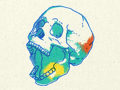 Skull 10 - 31 Days of Skulls 31daysofskulls brushed color colorful colors design halloween handdrawn illustration printed skull texture