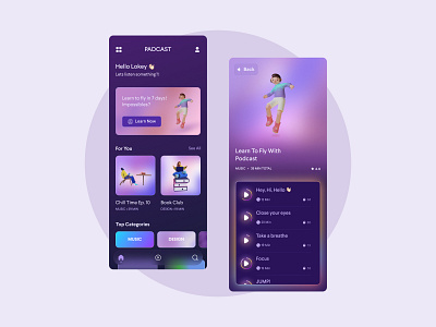 Podcast app figma gradient illustration ui