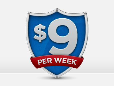 Nine Dollar Shield $ badge dollar icon shield week
