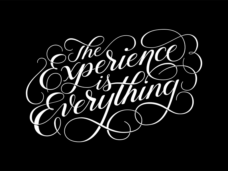 The Experience is Everything Lettering animated type animation calligraphy experience flourish gif hand lettering handlettering kinetic type lettering modern calligraphy motion mural swashes typography vector workday