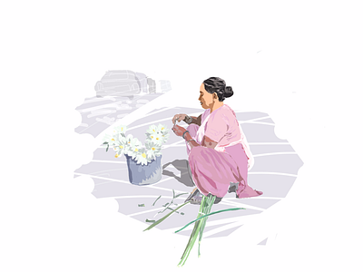 Flower Seller illustration india ipad