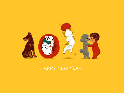 Hello 2018~ 2018 animal baby dog new year