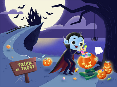Halloween candy halloween illustration pumpkin vampire