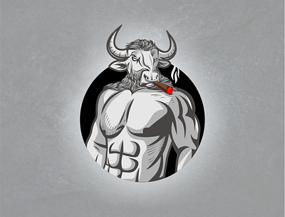 Mr Cigar bull design illustration muscle muscular smoke vector