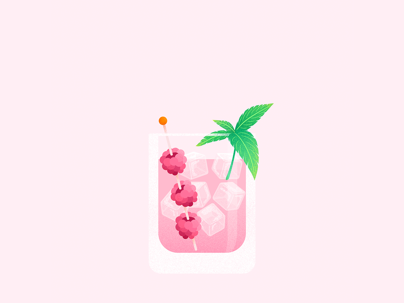 Pink Gin alcohol beverage cocktail gin grain grain effect illustration illustrator leaf pink pink gin raspberry