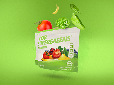 Super Food 3d banana fitness greens montage packaging print sport super tomatoes