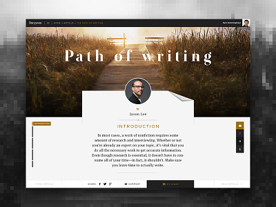 Storypress article design concept design full screen interface design menu navigation site ui website