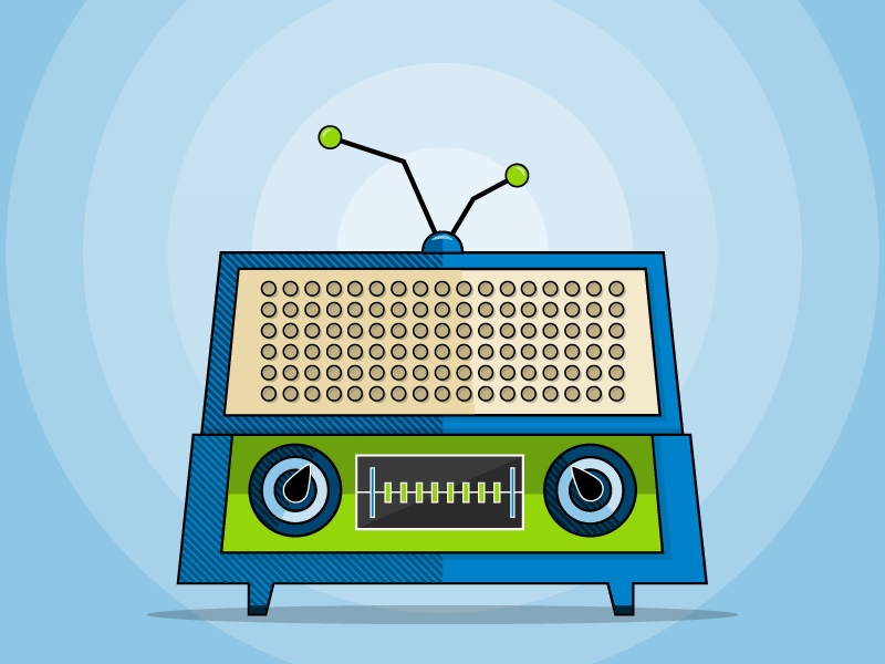 Shortwave blue green icon illustration radio vector