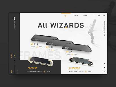 The Wizard Skates - All Wizards inline inline skates rollerblades siteui skates skateshop ui design ux design wheels wizard wizardskates