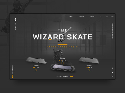 The Wizard Skates - Homepage grey homepage inline inlineskates site site design ui ui design webdesign website wizard wizardskates