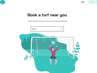 Turf Booking App Hero Section clean design illustration minimal web