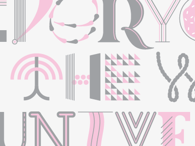 Pink and grey geometry grey lettering pink swash typography