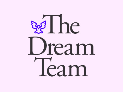 The Dream Team black garamond icon logo pink purple