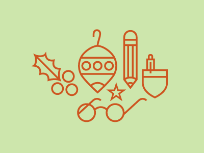 Geek Christmas green icon illustration red