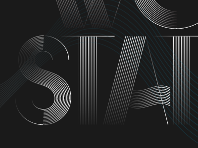 STAT geometric inline lettering sans serif silver