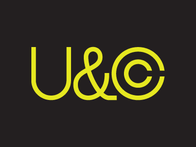 U&CC Mark black lettering sans serif yellow