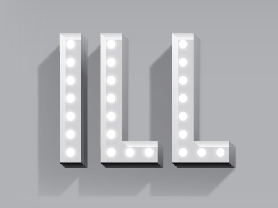 ILL 3d lettering lights sans serif shadows