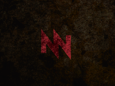 Double N black brown grunge lettering n red texture typography