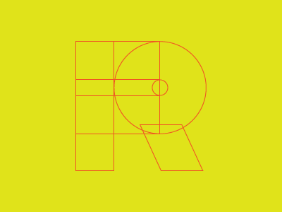 Another R geometric sans serif r red typography yellow