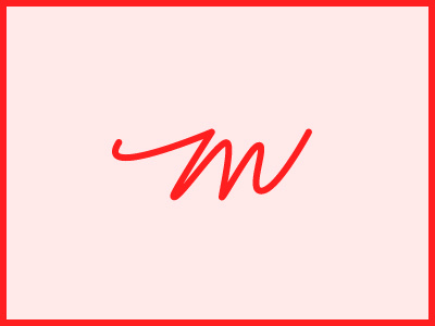 m lettering pink red script