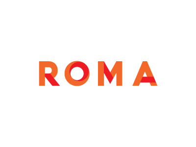 Roma lettering orange red sans serif typography white