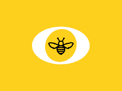 A Bee in an O black icon white yellow