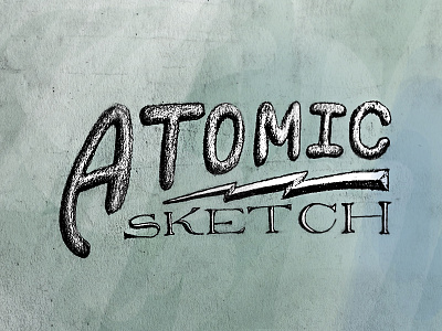 Atomic Sketch blue drawing green lettering pencil serif texture