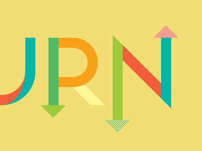 Turn blue geometric sans serif green lettering orange pink red typography yellow