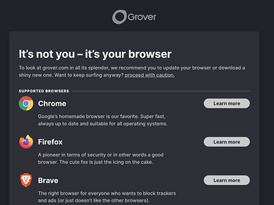 Unsupported Browser browser ui web