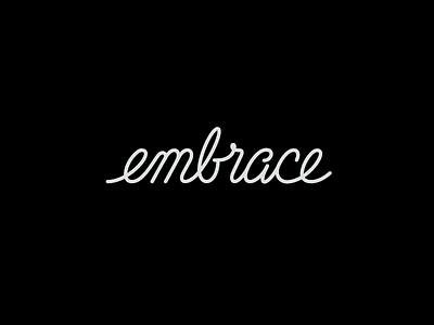 Embrace black lettering script tattoo white