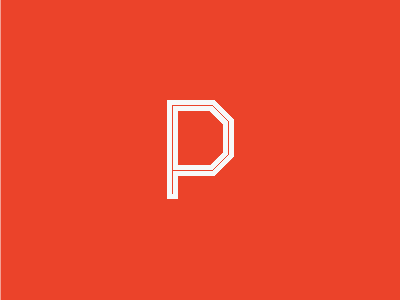 Orange In-line P block inline lettering orange sans serif typography white